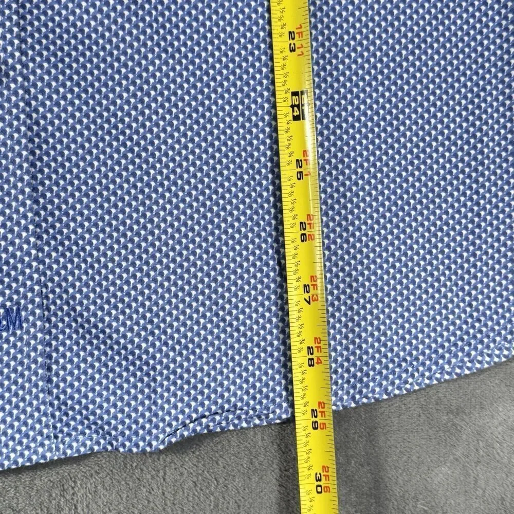 Johnston & Murphy Sz L Printed Long Sleeve Shirt Contrast Pink Blue Shadow Dot